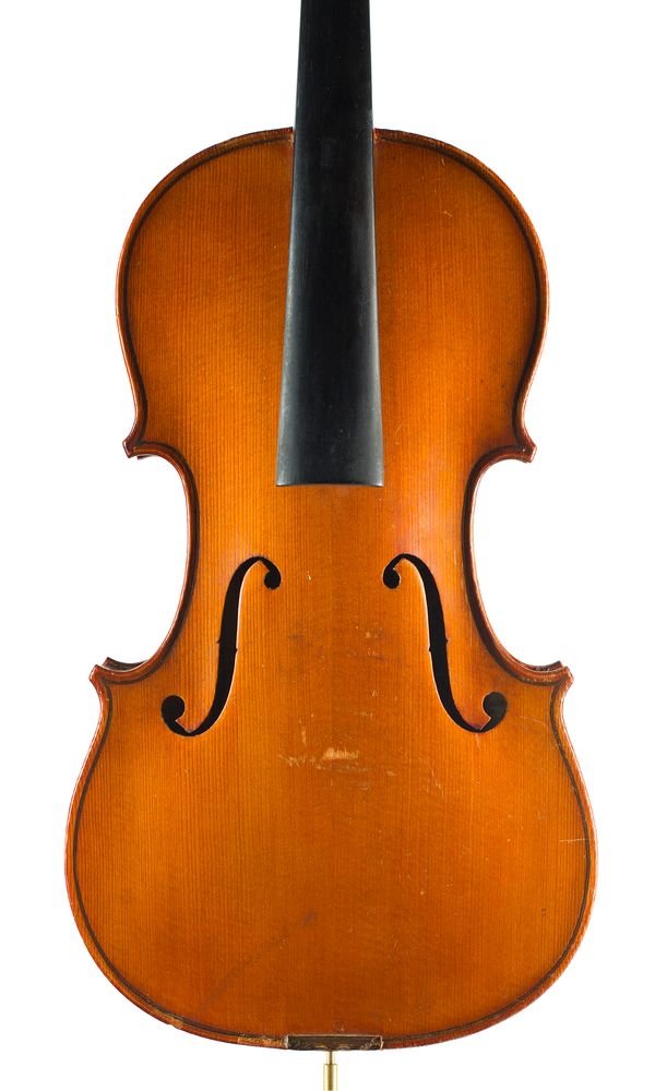 A violin, labelled Leon Bernardel