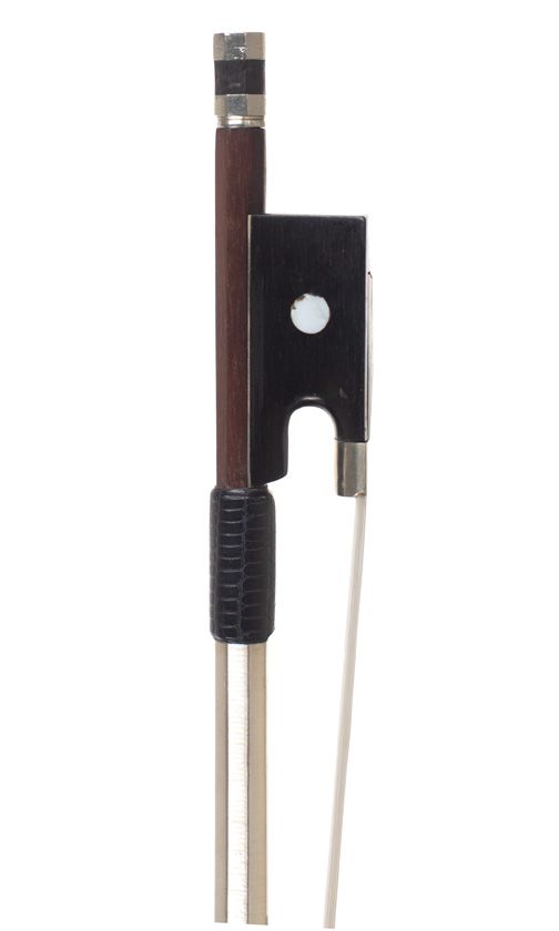 A nickel-mounted violin bow, unstamped