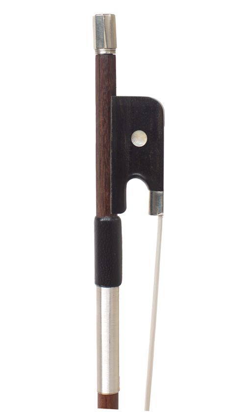 A nickel-mounted violin bow, unstamped