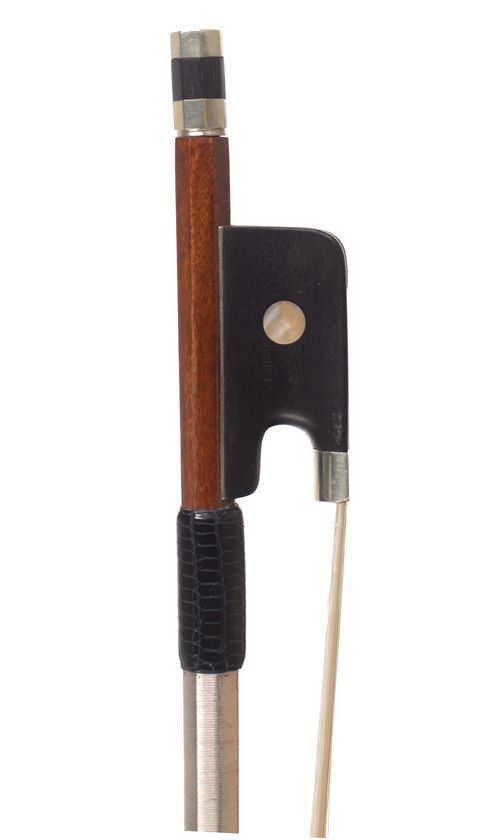 A nickel-mounted cello bow, unstamped