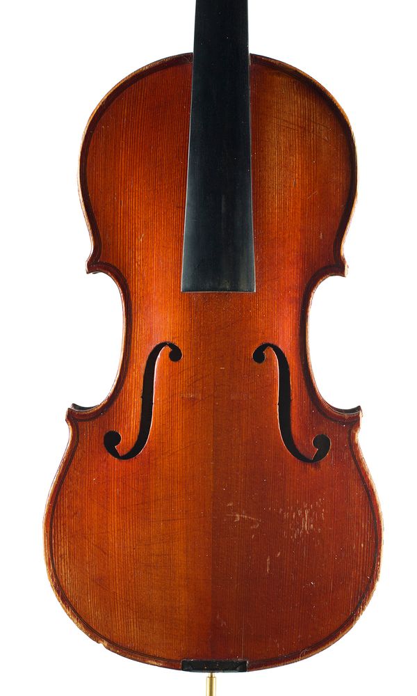 A three-quarter sized violin, labelled Modele d'apres Antonius Stradivarius