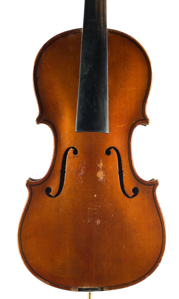 A violin, labelled Antonius Stradivarius Cremonensis
