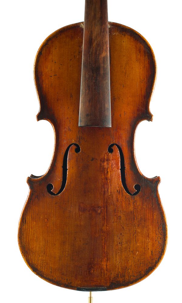 A three-quarter sized violin, labelled copy of Antonius Stradivarius