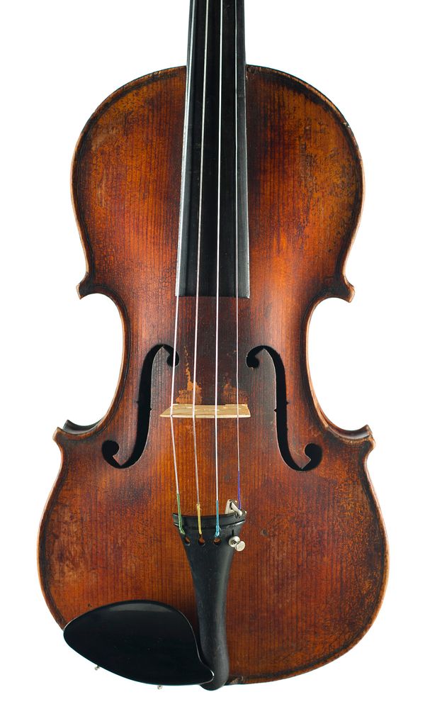 A violin, faintly labelled