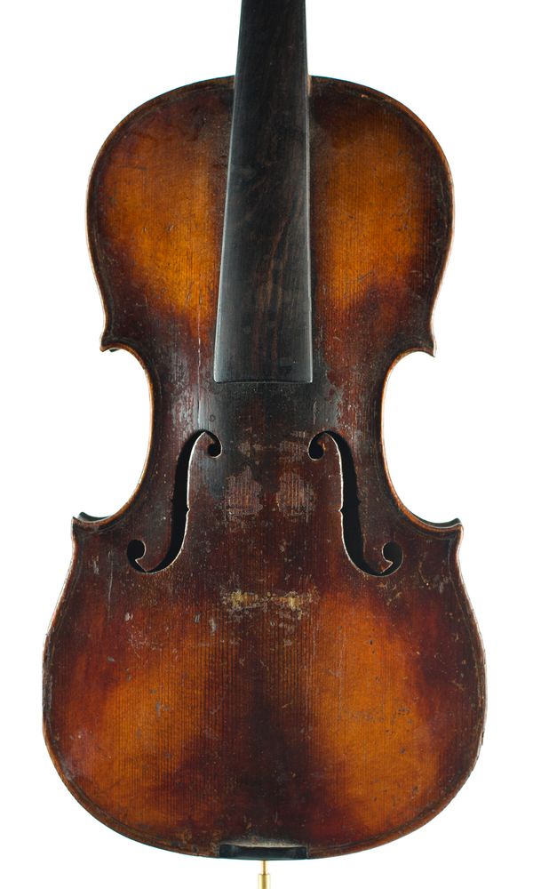 A three-quarter sized violin, labelled Antonius Stradivarius