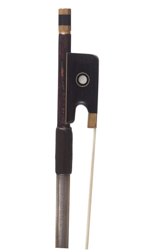 A nickel-mounted violin bow by August Moritz Knopf, circa 1890