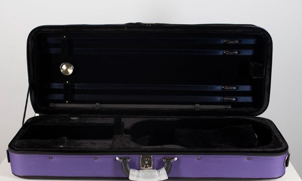 A purple viola case, branded JTL