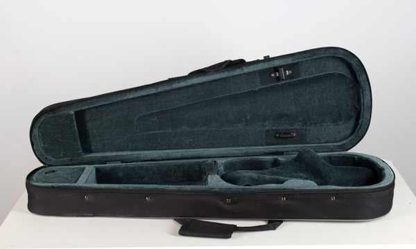 A violin case, branded Primavera