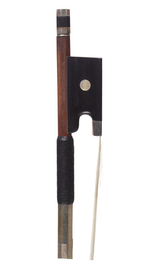 A silver-mounted violin bow by August Rau, Markneukirchen
