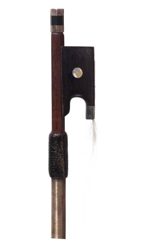 A silver-mounted violin bow, unstamped