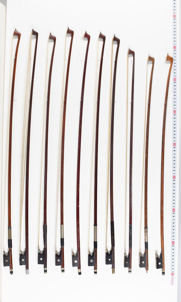 Ten violin bows, varying lengths