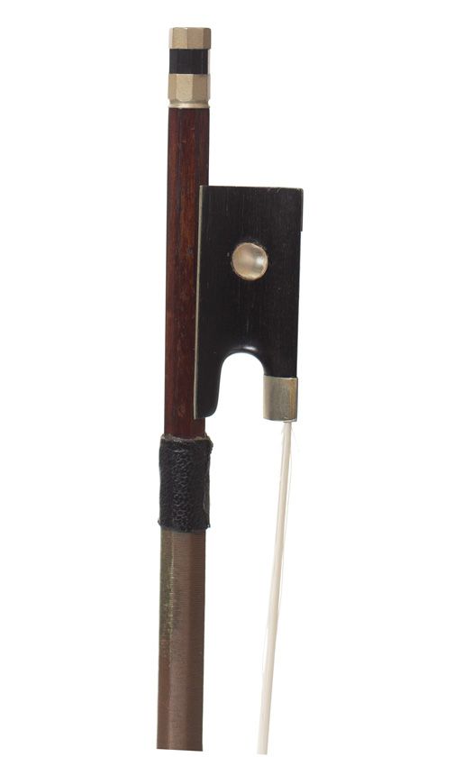 A nickel-mounted violin bow, unstamped