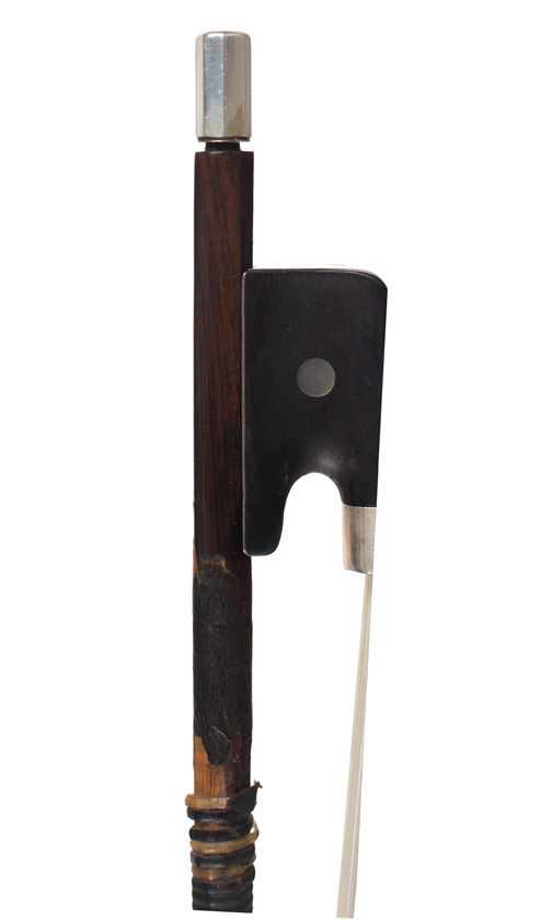 A nickel-mounted cello bow by Lawrence Cocker, Derby, circa 1950