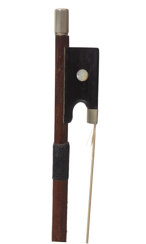 A nickel-mounted violin bow, stamped Albert Model