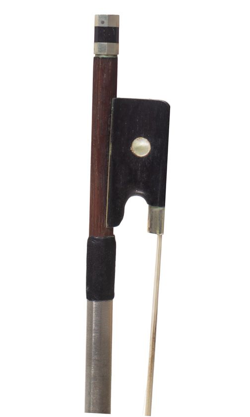 A nickel-mounted viola bow, unstamped