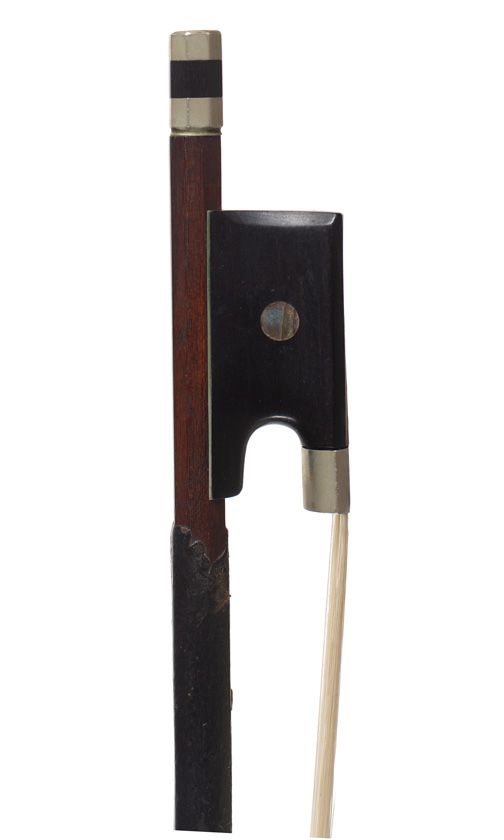 A nickel-mounted cello bow, unstamped