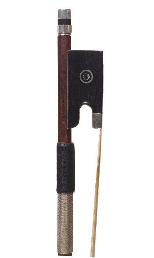 A silver-mounted violin bow by Edwin August Prager, Markneukirchen