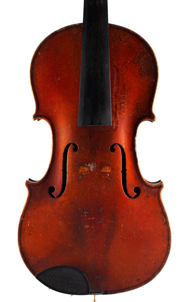 A violin, labelled Louis Germain, Luthier