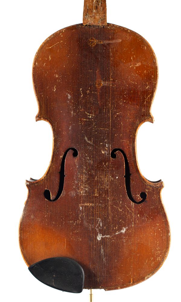 A violin, labelled Antonio Strad