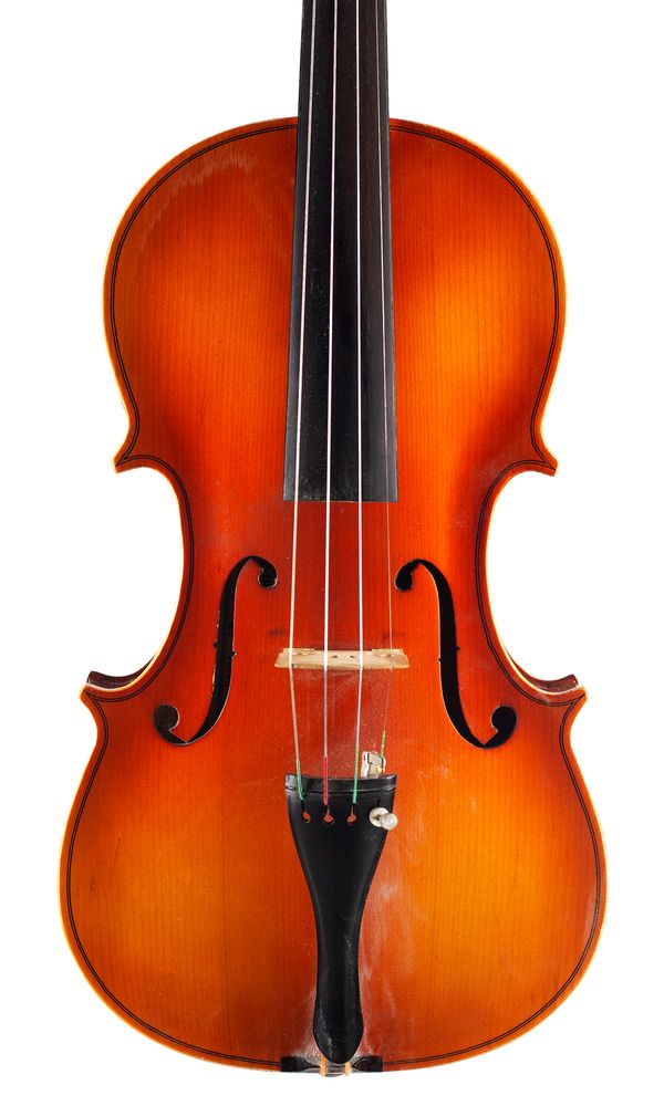 A violin, labelled Kiso Suzuki, Violin Co Ltd.