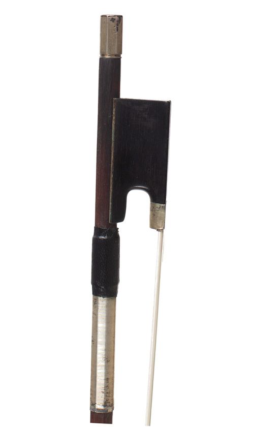 A silver-mounted violin bow, unstamped