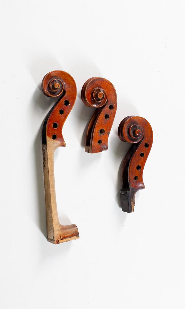 Three violin scrolls