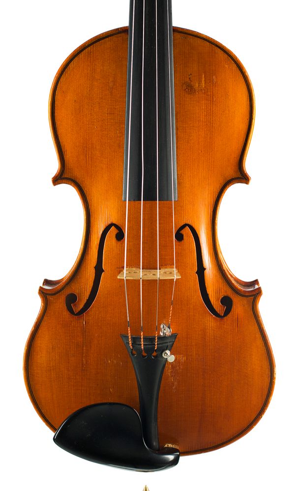 A violin, labelled C. W. Rippengal, Leicester