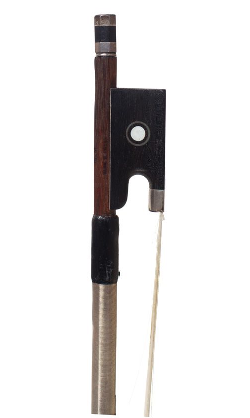 A silver-mounted violin bow by Hermann Wilhelm Prell
