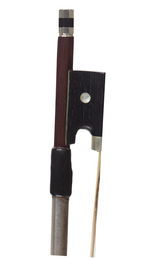 A nickel-mounted viola bow, unstamped