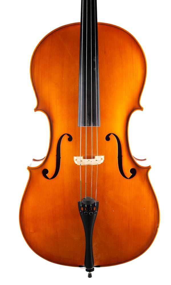 A cello, labelled made in the workshops of Andreas Zeller