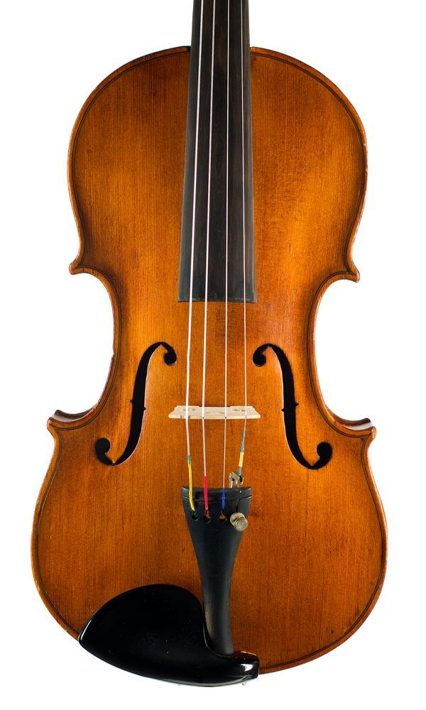 A violin, labelled Frant. Boček