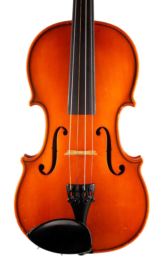 A violin, labelled Christian Benker