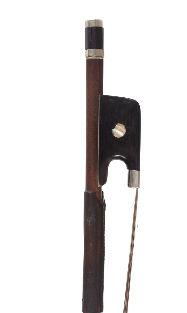 A nickel-mounted double bass bow, Germany, circa 1910