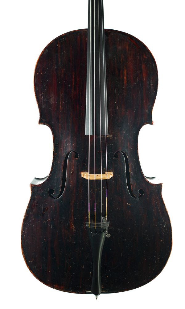 A cello, labelled Carl Zach & Co.