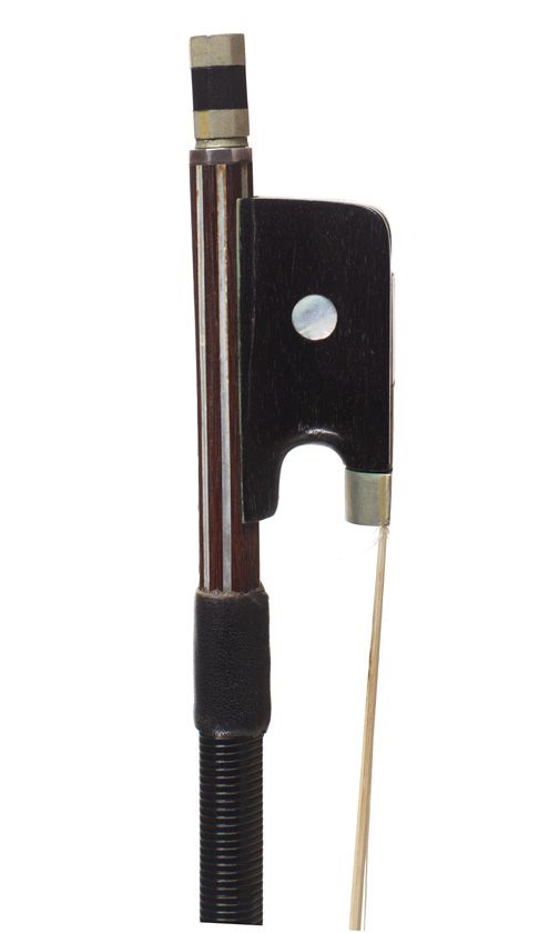 A nickel-mounted cello bow, unstamped