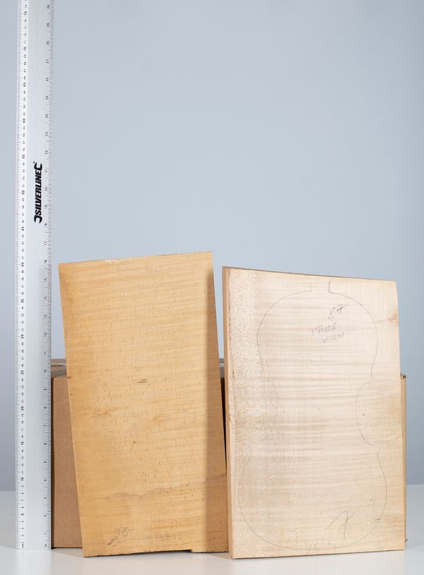 Two one-piece violin backs, maple