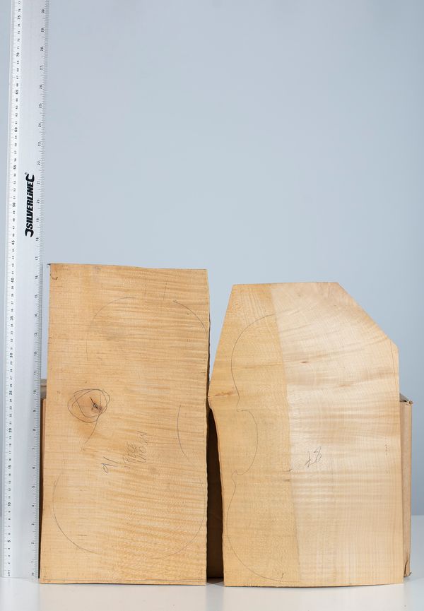 Two one-piece violin backs, maple