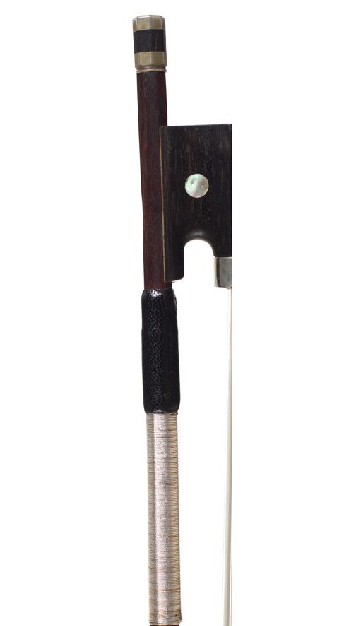 A nickel-mounted violin bow, unstamped