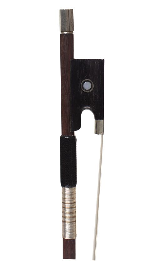 A nickel-mounted violin bow, Workshop of Bazin