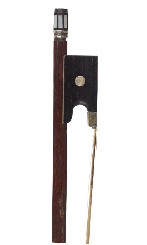 A nickel-mounted violin bow, unstamped