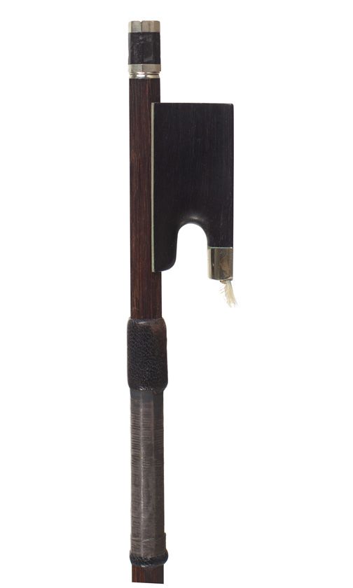 A nickel-mounted violin bow, unstamped