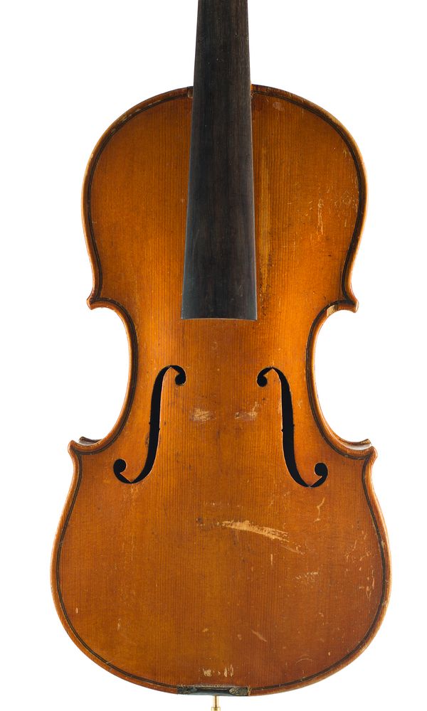 A violin, partially labelled