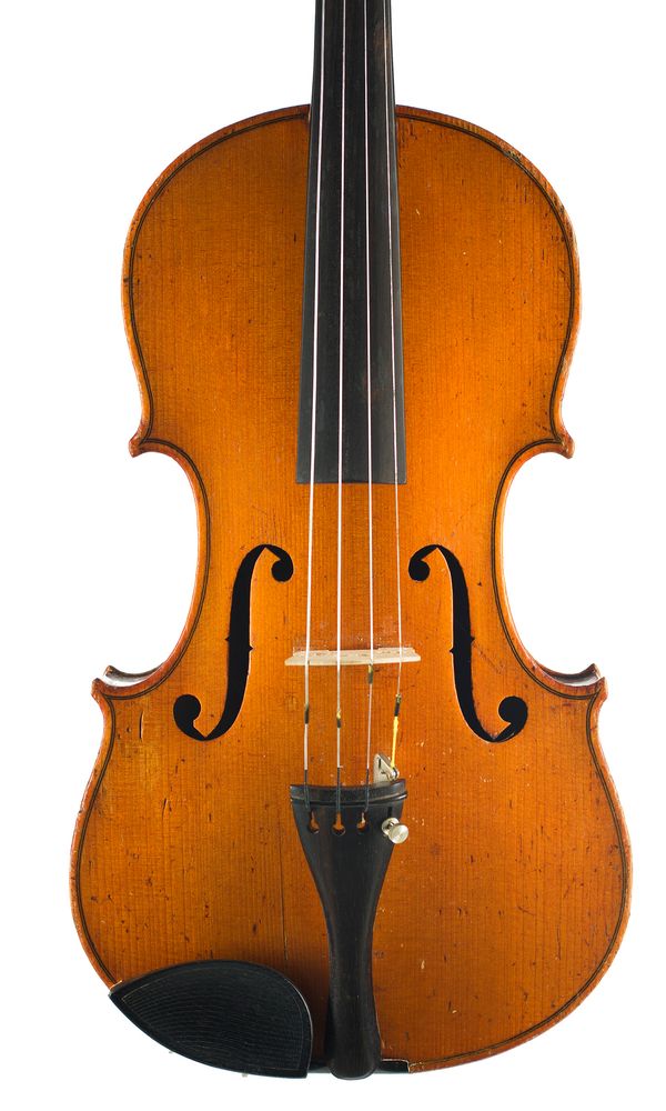 A violin, partially labelled