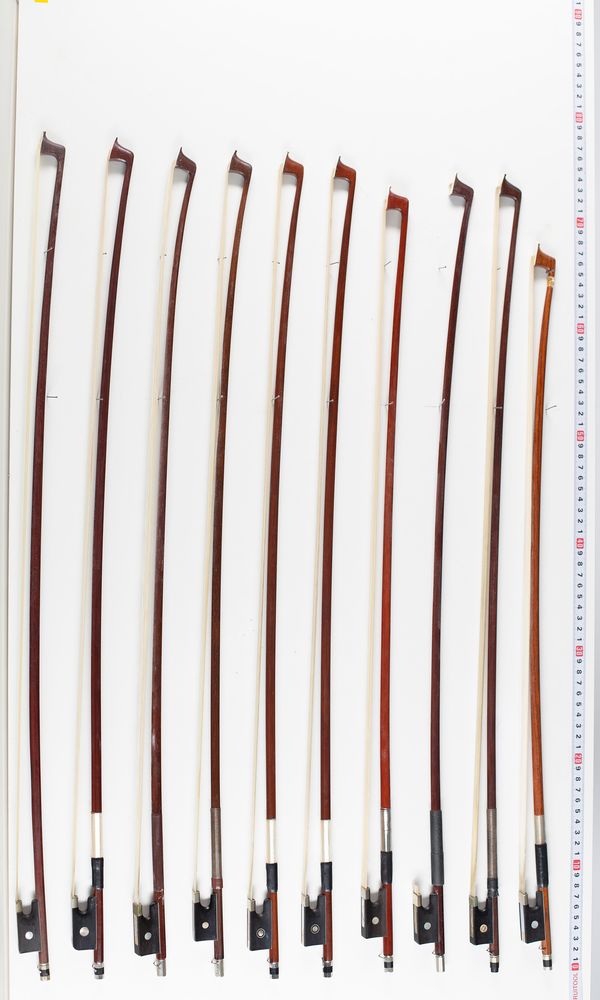 Ten violin bows, varying lengths