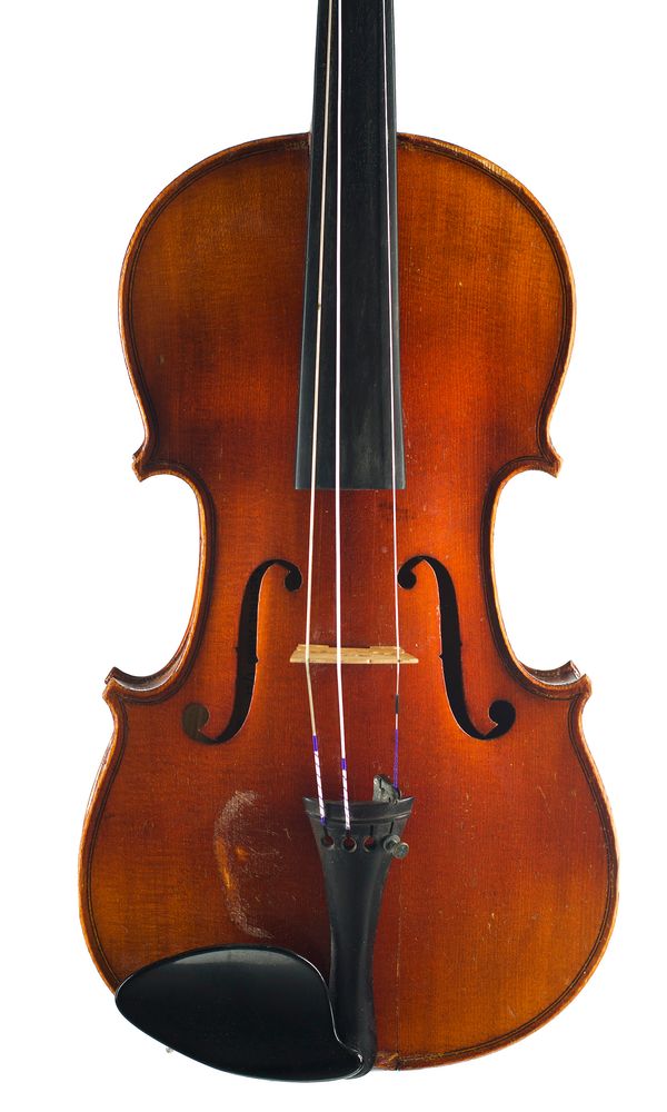 A three-quarter sized violin, labelled copie de Antonius Stradivarius