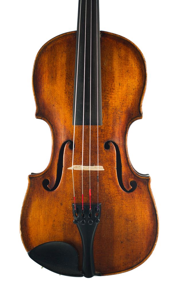 A violin, bearing repairer's label