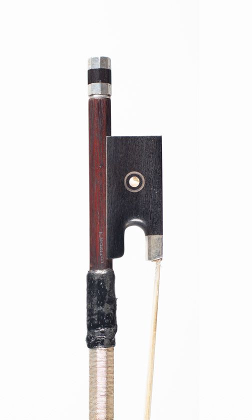 A silver-mounted violin bow, probably by Louis Morizot