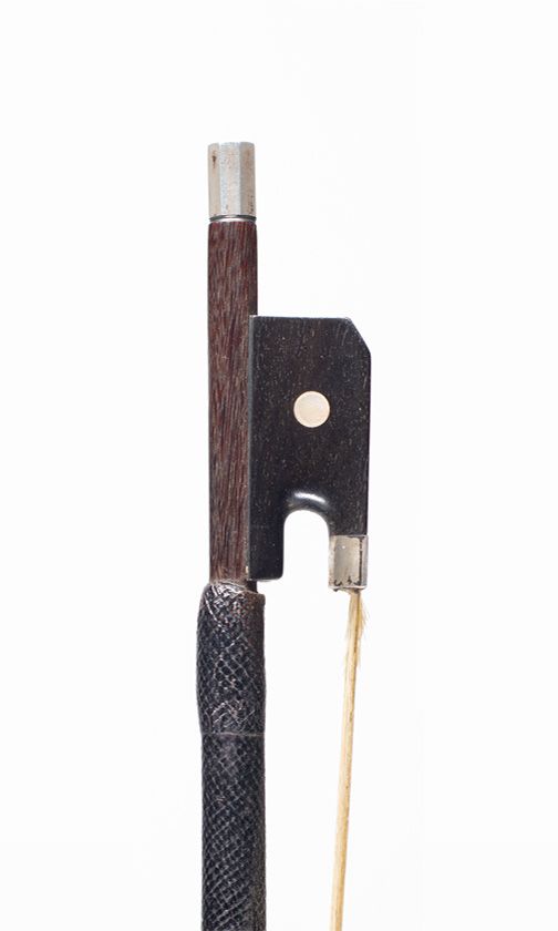 A nickel-mounted violin bow, unbranded