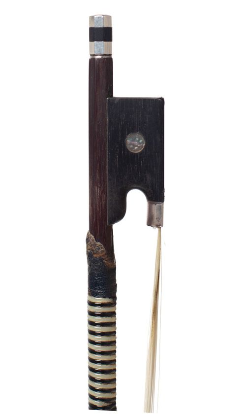 A silver-mounted violin bow, unstamped