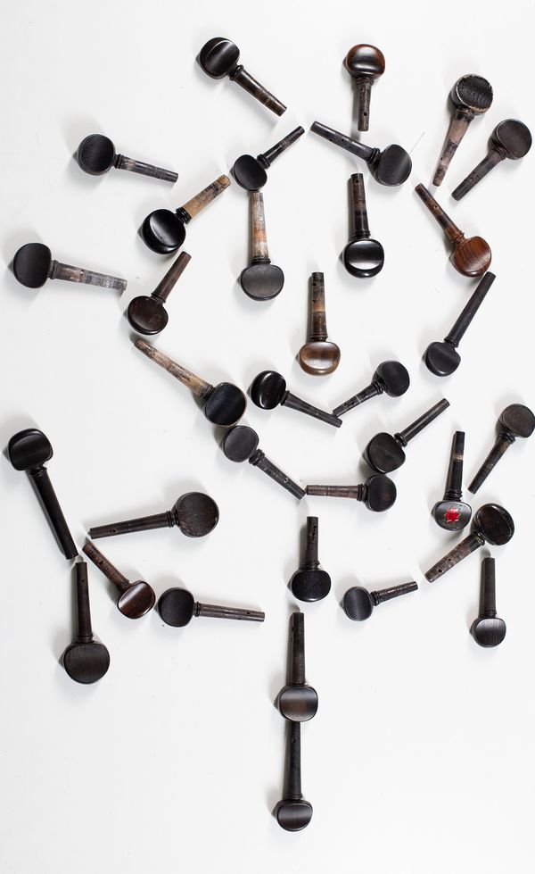 One hundred cello pegs, various sizes